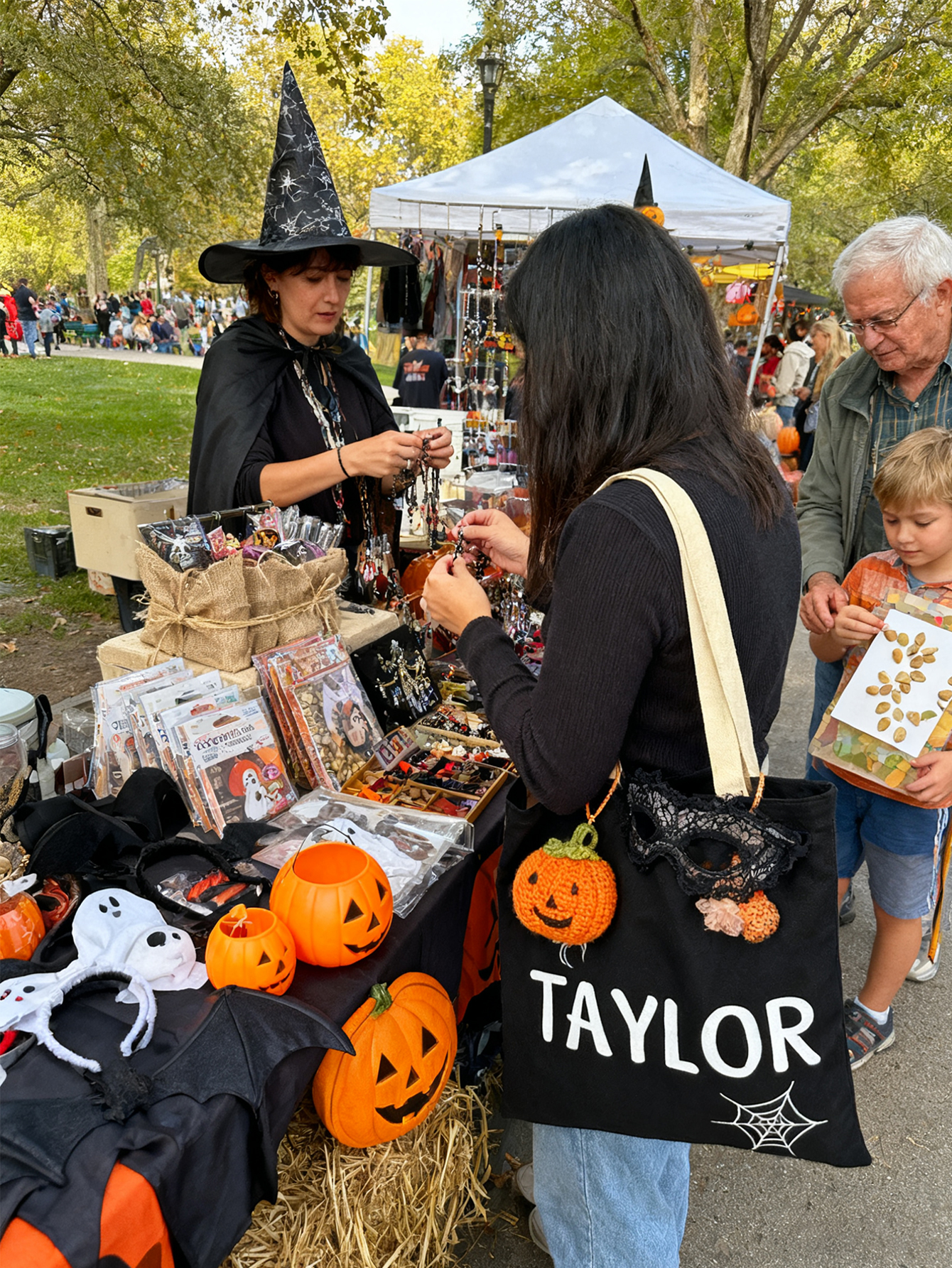 Personalized Halloween Black Tote Bag